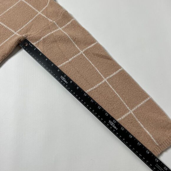 Lulus Small Pullover Sweater Pink Windowpane Turtleneck Stretch Side Slit Womens - Picture 8 of 9